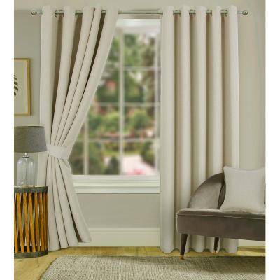 La Redoute Linen Look Machine Washable Light Filtering Eyelet Curtains in Natural