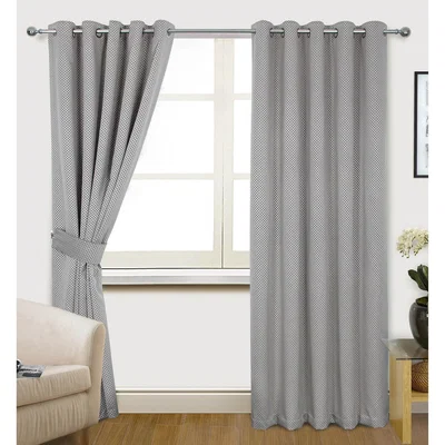 La Redoute Jacquard Lined Eyelet Curtains in Grey