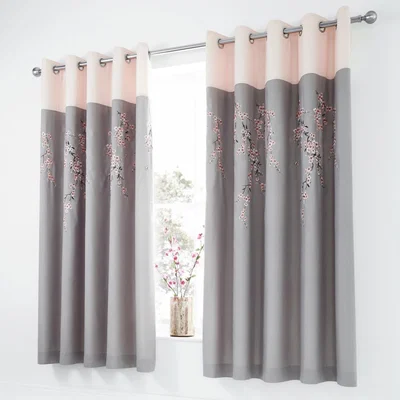 La Redoute Embroidered Blossom Curtains - Grey