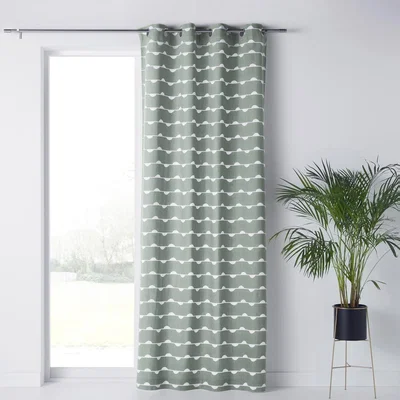 La Redoute Irun Printed Cotton Single Curtain with Eyelet Header