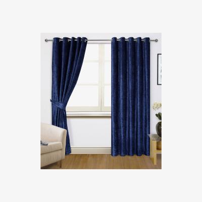 La Redoute Crushed Velvet Lined Eyelet Curtains Navy