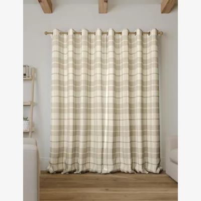 Marks & Spencer M&S Brushed Woven Checked Eyelet Curtains - WDR90 - Natural, Natural