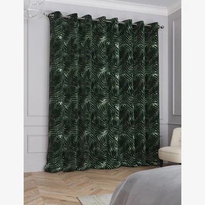 Marks & Spencer M&S Velvet Palm Eyelet Curtains - NAR54 - Forest Green, Forest Green