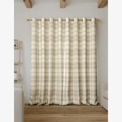 Marks & Spencer M&S Brushed Woven Checked Eyelet Curtains - WDR72 - Natural, Natural
