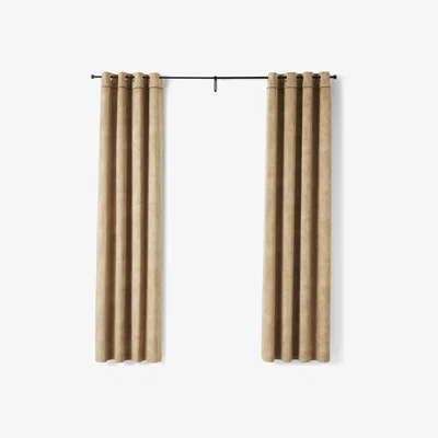 Made.com Castele Luxury Eyelet Lined Pair of Curtains, 135 x 260cm, Caramel