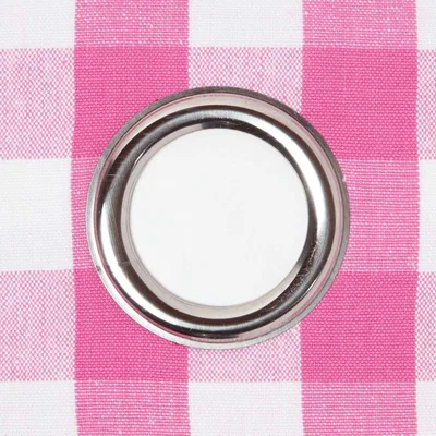 The Range Cotton Block Check Gingham Eyelet Curtain Pair - Pink / 228cm