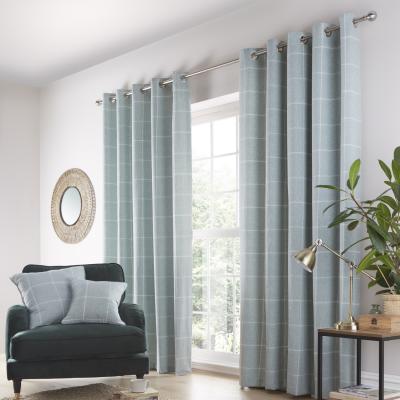 The Range Country Check Eyelet Curtains - Blue / 200g / 137cm / 117cm