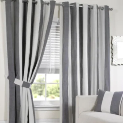 The Range Lisbon Eyelet Stripe Curtains   - Cream / White / 229cm