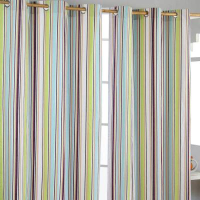 The Range Osaka Green Stripes Ready Made Eyelet Curtain Pair - Green / 182cm