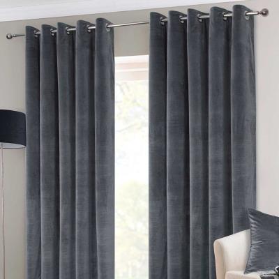 The Range Interlined Velvet Thermal Eyelet Curtain Pair - Dark Grey