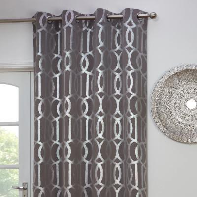 The Range Geometric Print Thermal Single Panel Curtain - Grey