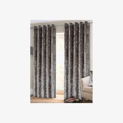 The Range Crushed Velvet Eyelet Curtains (Pack of 2)Silver(72in x 66in) - Silver