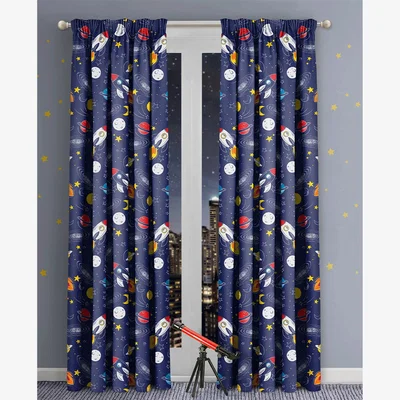 The Range Fun Space Glow In Dark Curtain Pair - Blue