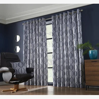 The Range Ome Eyelet Ring Top Curtains - Navy / 228cm / 274cm