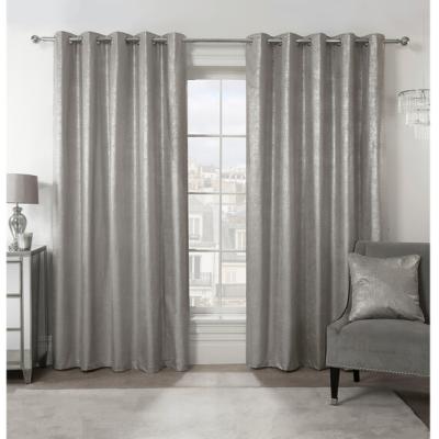The Range Metallic Velvet Eyelet Curtains - Silver / 183cm / 229cm
