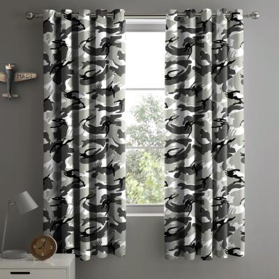 The Range Military Style Camouflage Curtain Pair - Grey / 6in / 66in
