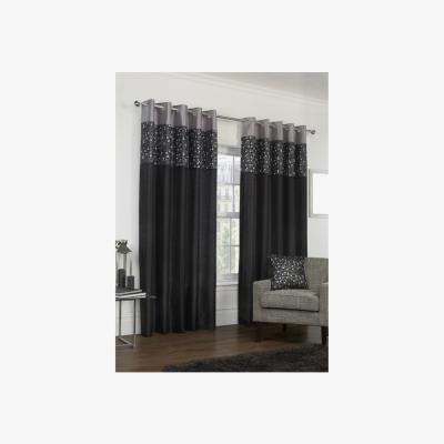 The Range Tesserae Lined Eyelet Curtains - Black / 183cm / 168cm