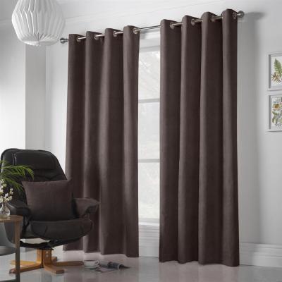 The Range Velvet Chenille Eyelet Ring Top Curtains - Slate / 183cm
