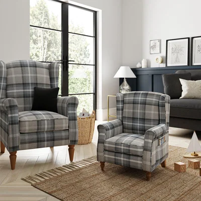 Dunelm Oswald Check Kid's Chair Grey