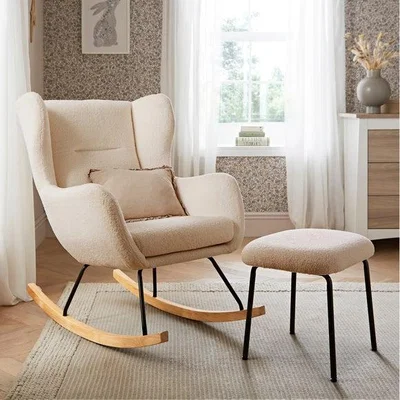 Dunelm CuddleCo Marley Boucle Rocker Chair and Stool Set