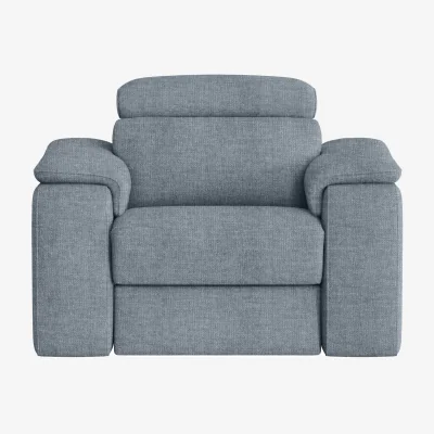 Furniture Village Nicoletti - Davide Fabric Power Recliner Chair - Baby Blue