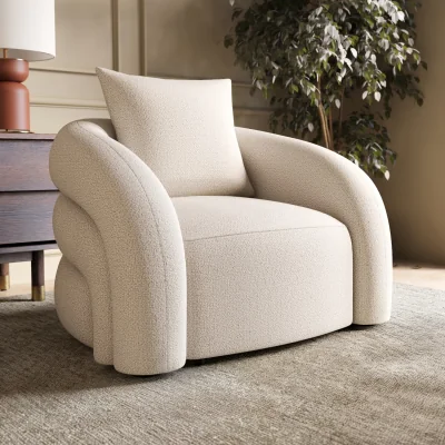Furniture123 Cream Boucle Nursing Chair with Cushion - Zuri