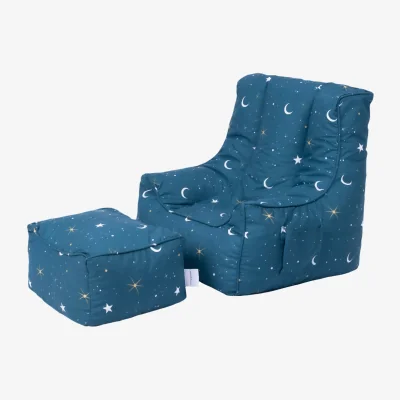 The Range Kids Bean Bag Armchair with Footstool - Turquoise