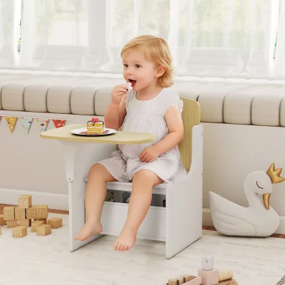 The Range AIYAPLAY Kids Table and Chair Set with Storage Bins - White