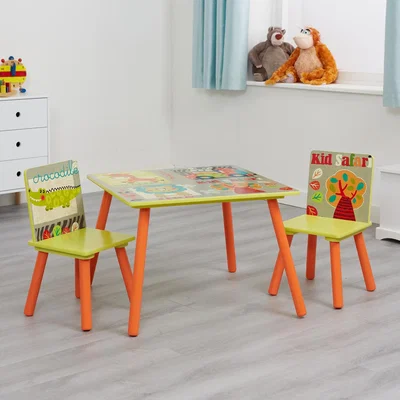 The Range Kid Safari Table and 2 Chair Set - Multicoloured