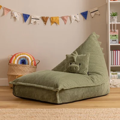 The Range Icon Kids Animal Lounger and Cushion Bundle Jumbo Cord Lounger - Green