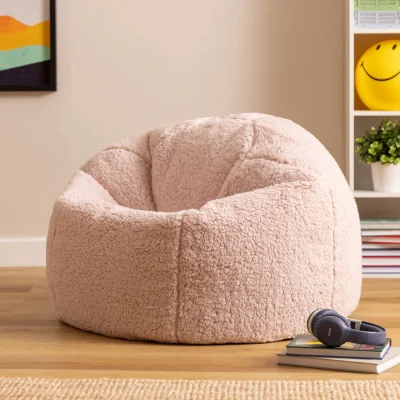 The Range Kids Bean Bag Chair, Fluffy Armchair Beanbag for Girls and Boys - Light Pink / 45cm
