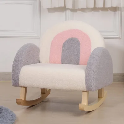 The Range Toddler Wooden Chair Kids Rocking Chair with Fleece Cover - white
