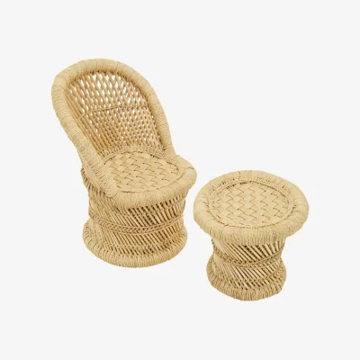 The Range Rowan Childrens Natural Chair And Stool - Brown