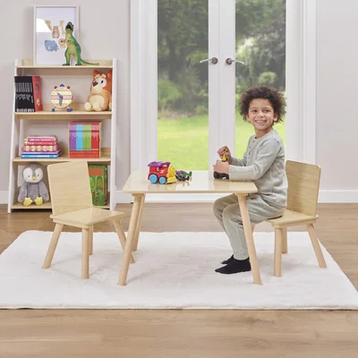 The Range Kids Natural Wood Table and Two Chairs Set - Wood