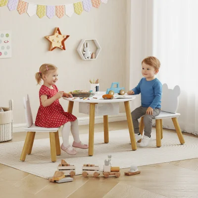 The Range AIYAPLAY 3-Piece Toddler Table and Chair Set 312-118V80WT - White