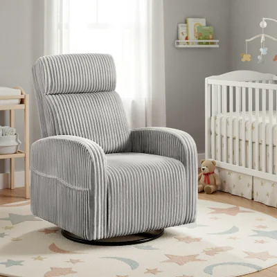 The Range Yaheetech Corduroy Swivel Rocker Chair for Nursery and Living Room - Light Grey