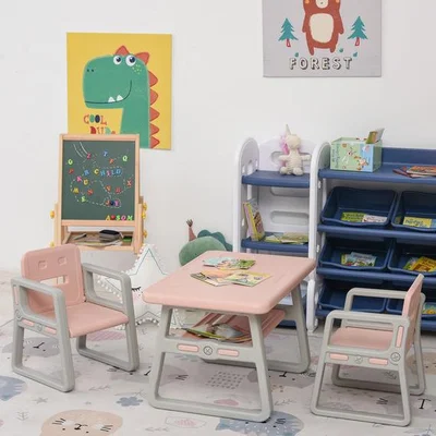 The Range Kids Table and Chairs Set Activity Play Table Writting Desk-Pink - Pink