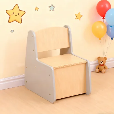 The Range HMD Toddler Multi-Use Table and Chairs with Hidden Storage - Grey+Natural