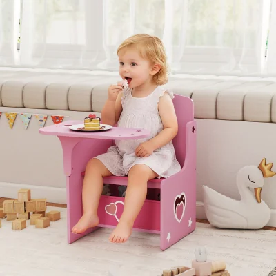 The Range AIYAPLAY Kids Table and Chair Set with Storage Bins - Pink