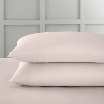 Amara 400 TC Cotton Sateen Standard Pillowcase Pair - Blush Pink