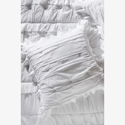 Anthropologie Zaida Ruffled Voile Square Pillowcase