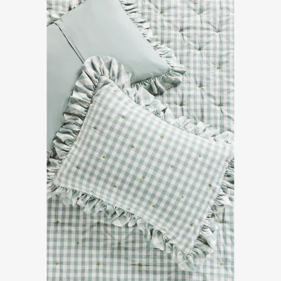 Anthropologie Gingham Ruffle Yarn-Dyed Cotton Pillowcases, Set of 2