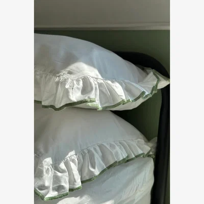 Anthropologie Sukun Provence Olive Cotton Sateen Pillowcase, Set of 2