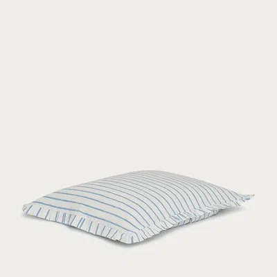 Bombinate.com Blue/White Ruffled Linen Pillowcase