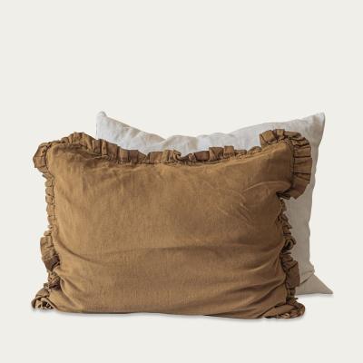 Bombinate.com Cinnamon Ruffled Linen Pillowcase