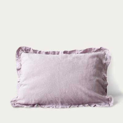 Bombinate.com Pink Lavender Frilled Washed Linen Pillow Case