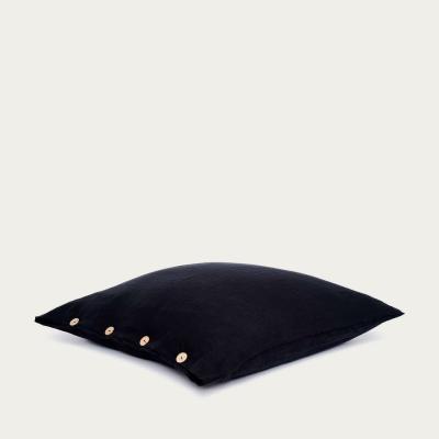 Bombinate.com Black Buttoned Linen Pillowcase