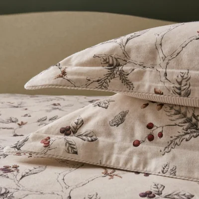 Dunelm Dorma Woodland 100% Brushed Cotton Oxford Pillowcase Pair Brown/Black