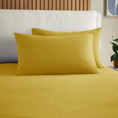Dunelm Elements Cotton Jersey Plain Standard Pillowcase Pair Ochre