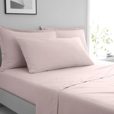 Dunelm Pure Cotton Bolster Pillowcase Pale Pink
